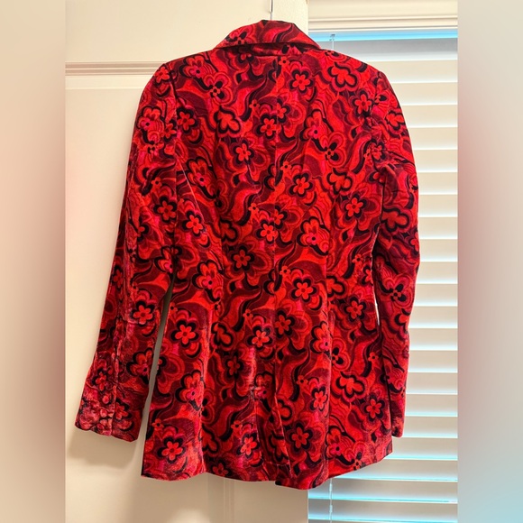 For Love and Lemons Penny Red Floral Velvet Blazer - Picture 9 of 9
